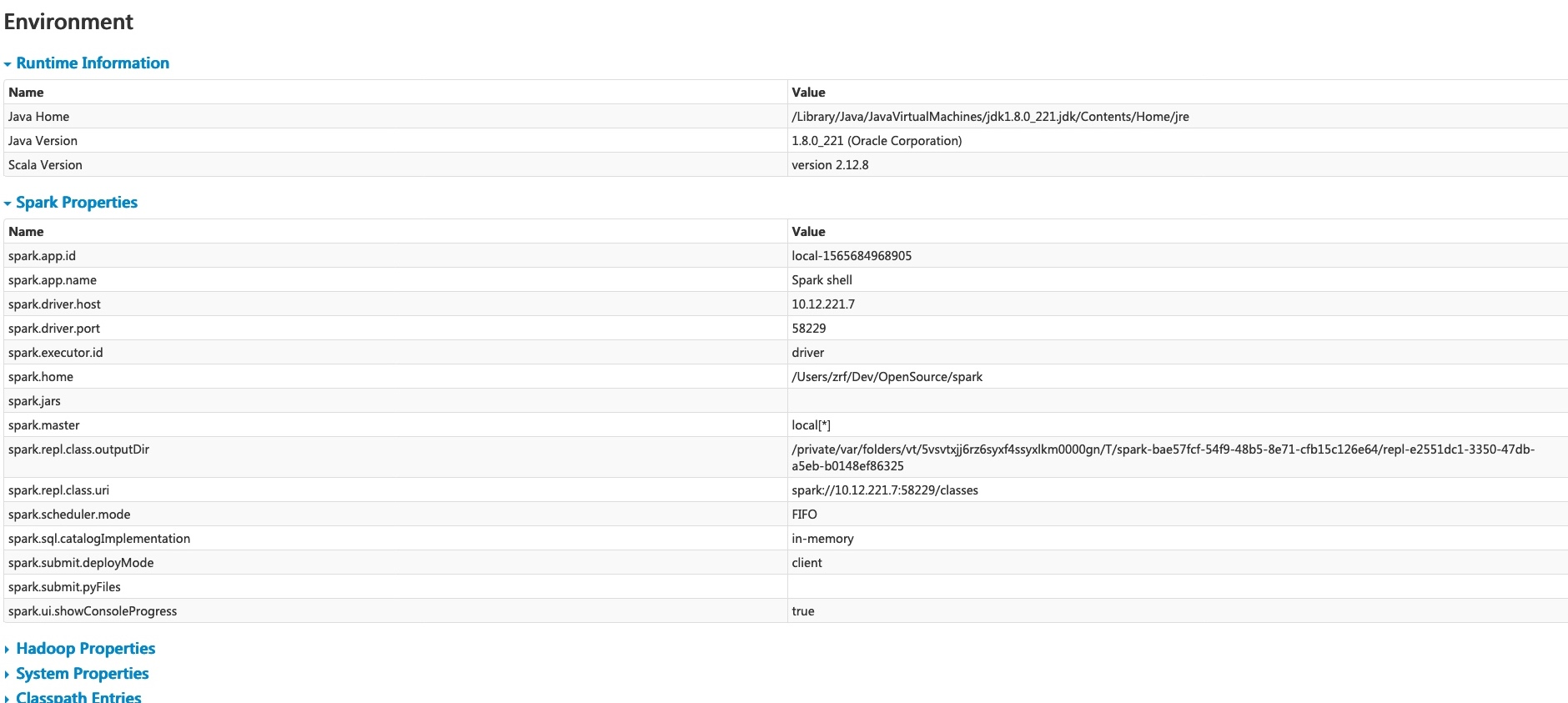 Env tab Env tab